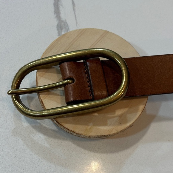 Treasure & Bond Brown Belt with Brass Buckle - Picture 3 of 4